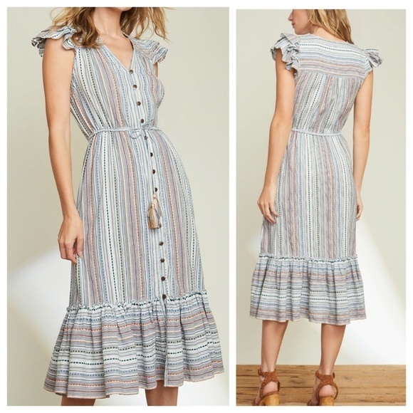 Veronica Beard Tinzia Striped Dress: Blue Multi - Picture 1 of 13
